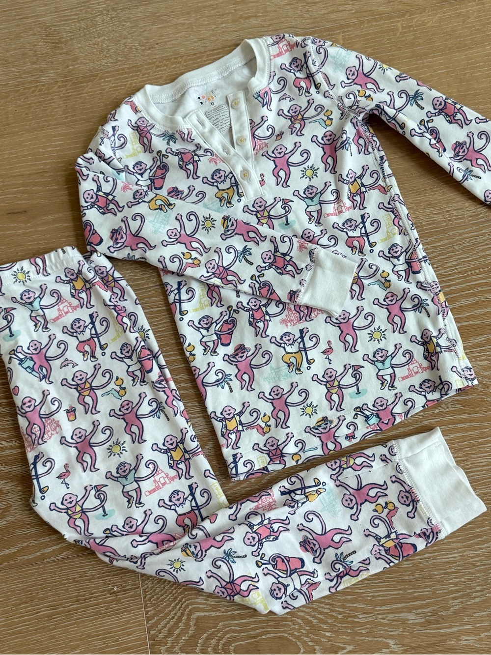 Roller Rabbit Kids Size 6 Palm Beach Edition Monkey Pajama Set